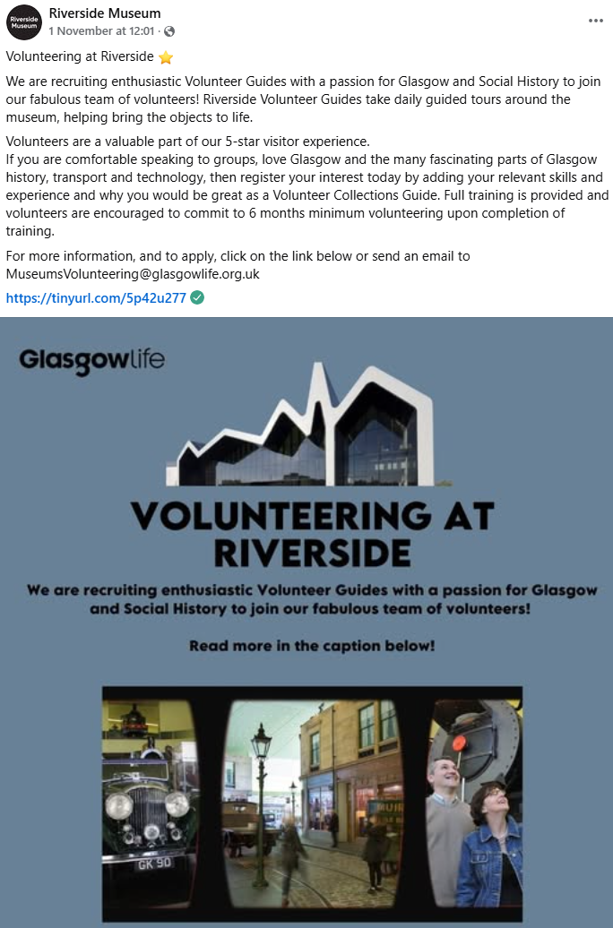 [Recruitment Advert for Volunteer Guides - click for a larger view]